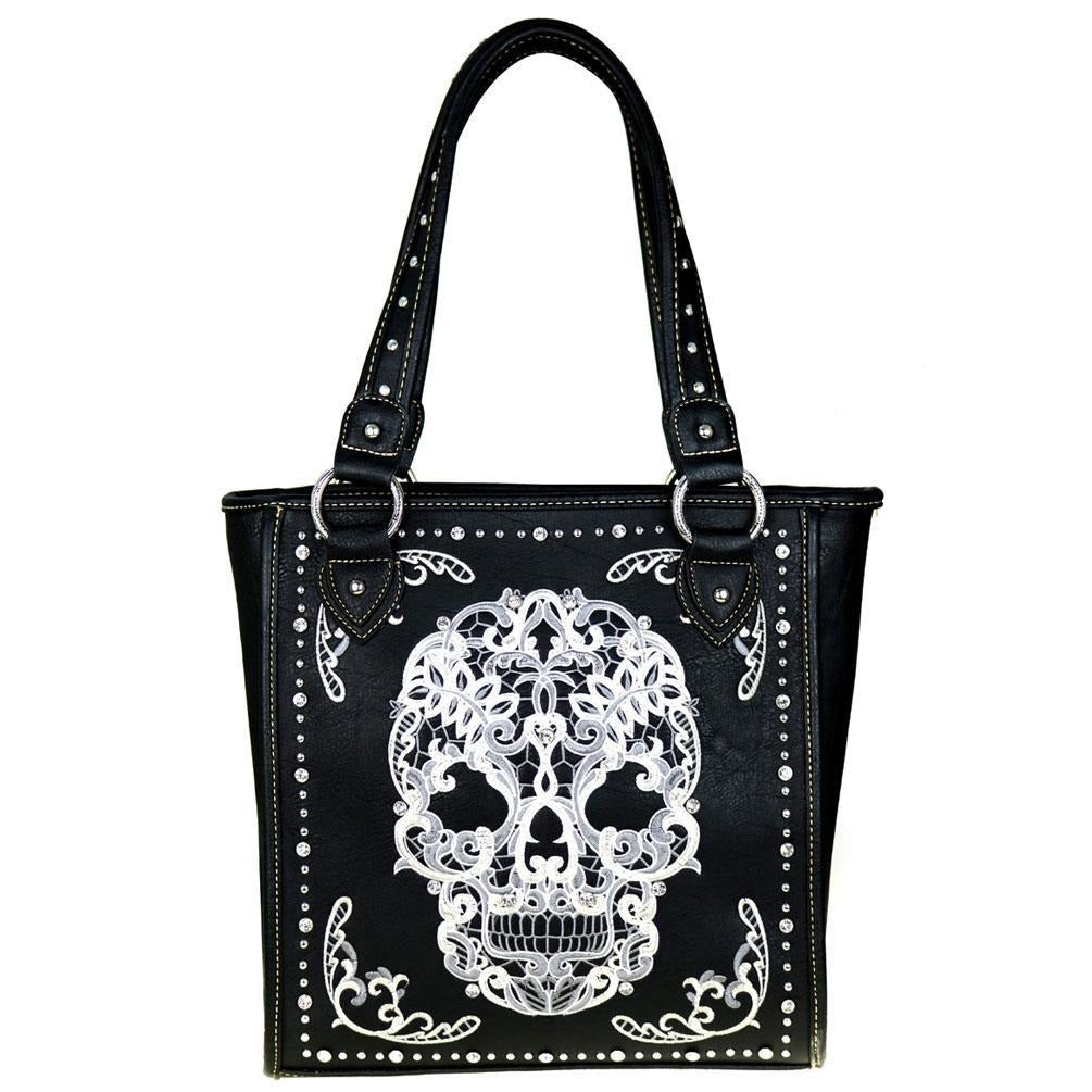 Montana West Embroidered Sugar Skull Concealed Carry Tote