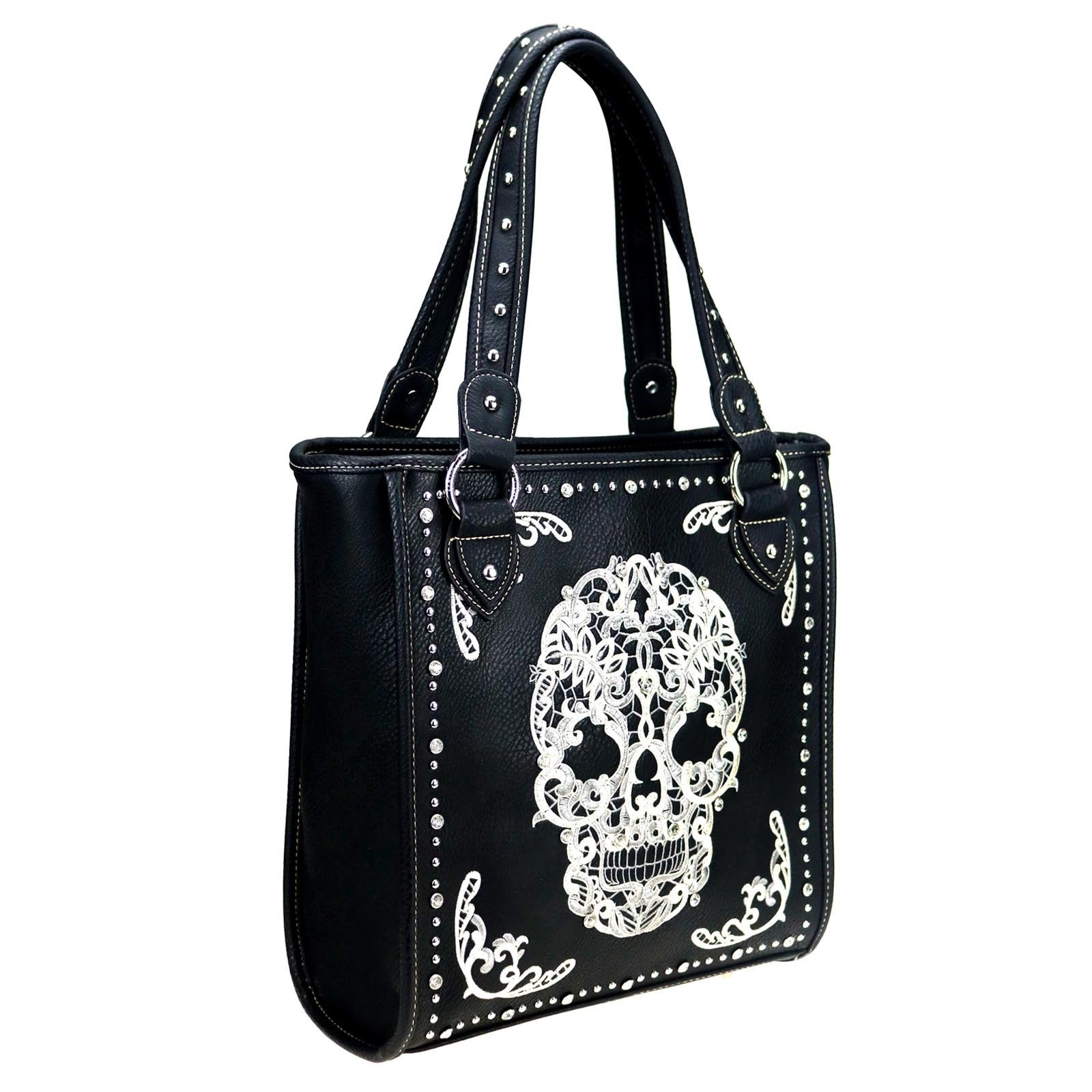 Montana West Embroidered Sugar Skull Concealed Carry Tote