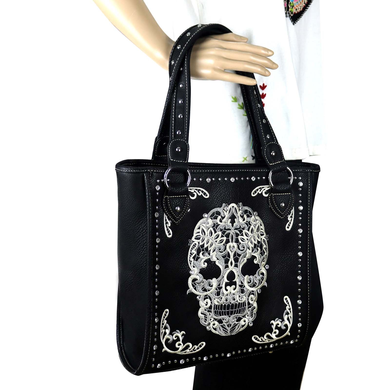 Montana West Embroidered Sugar Skull Concealed Carry Tote