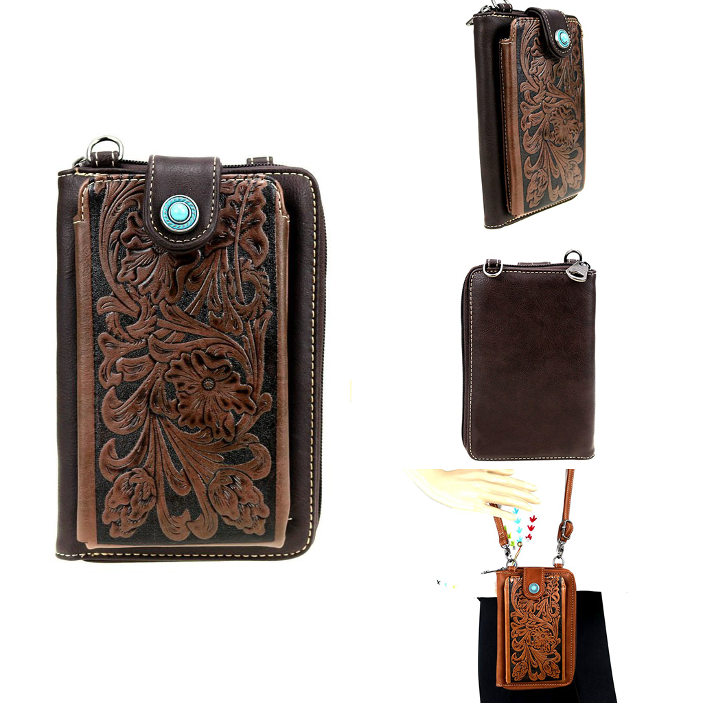 Montana West Western Tooled Phone Case Crossbody Phone Bag