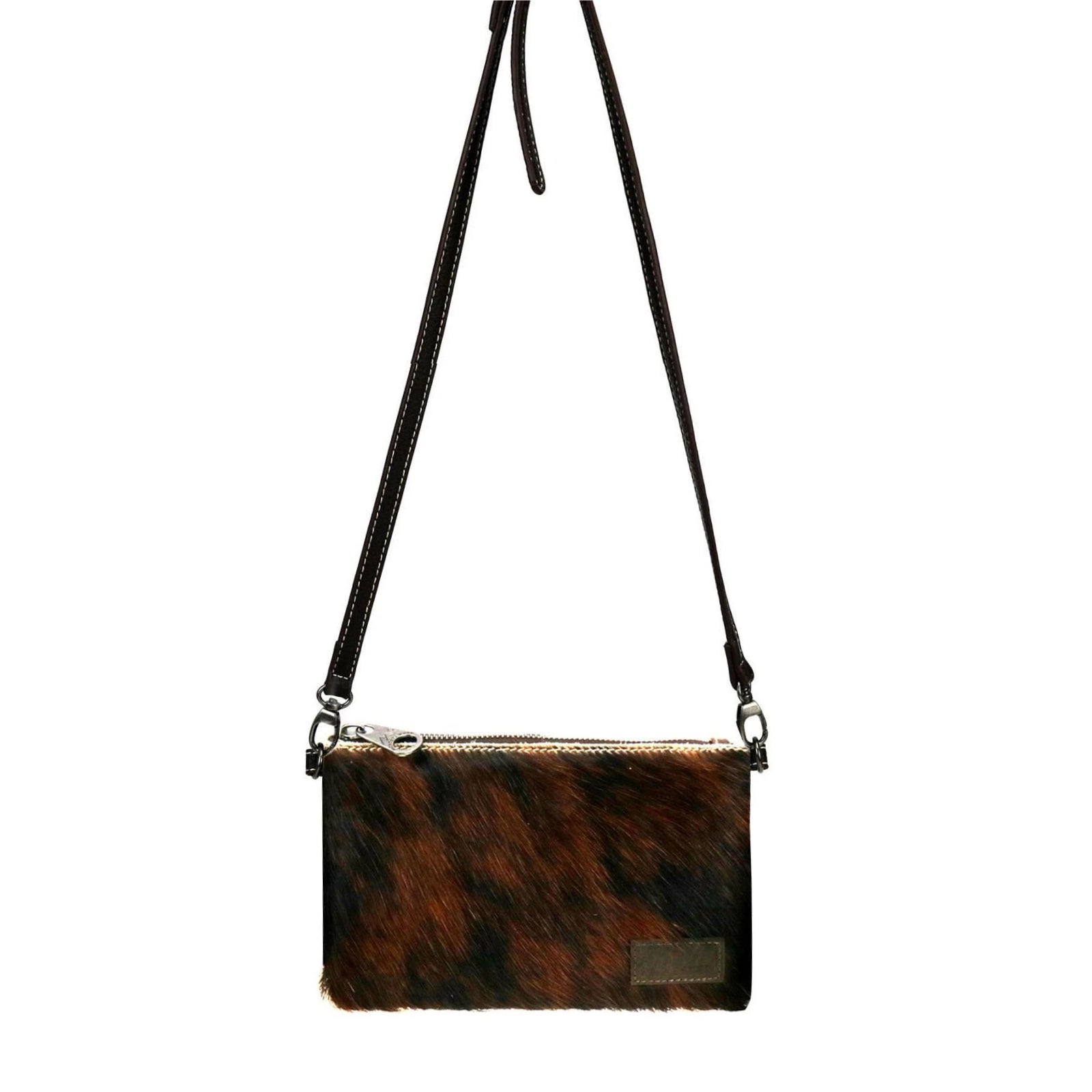 Montana West Hair-On Cowhide Leather Crossbody Clutch