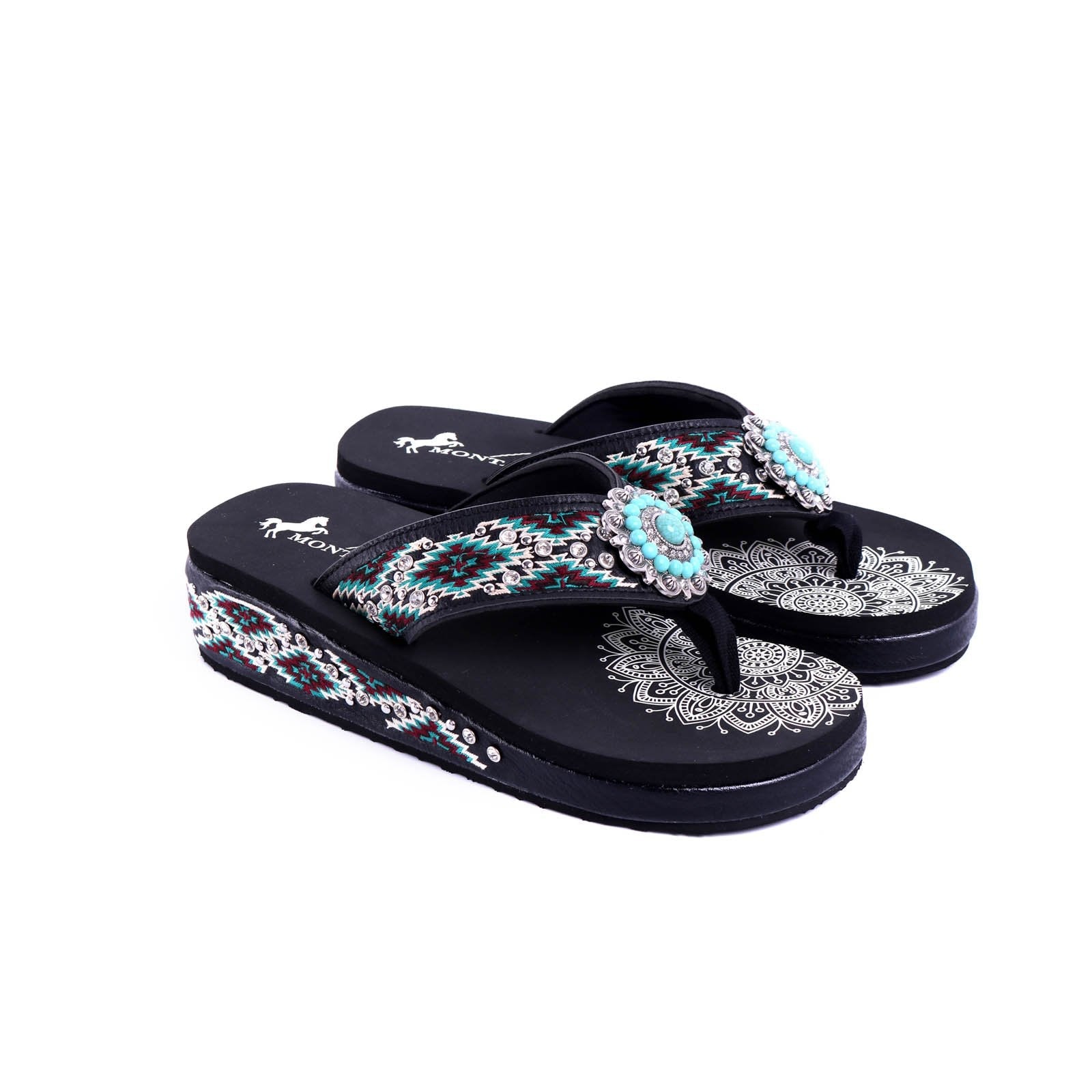Montana West Embroidered Collection Flip Flops