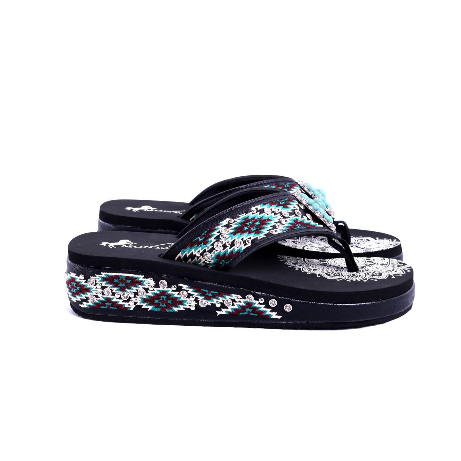 Montana West Embroidered Collection Flip Flops