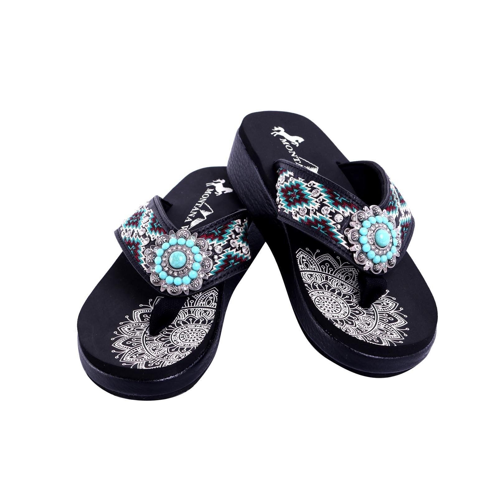 Montana West Embroidered Collection Flip Flops