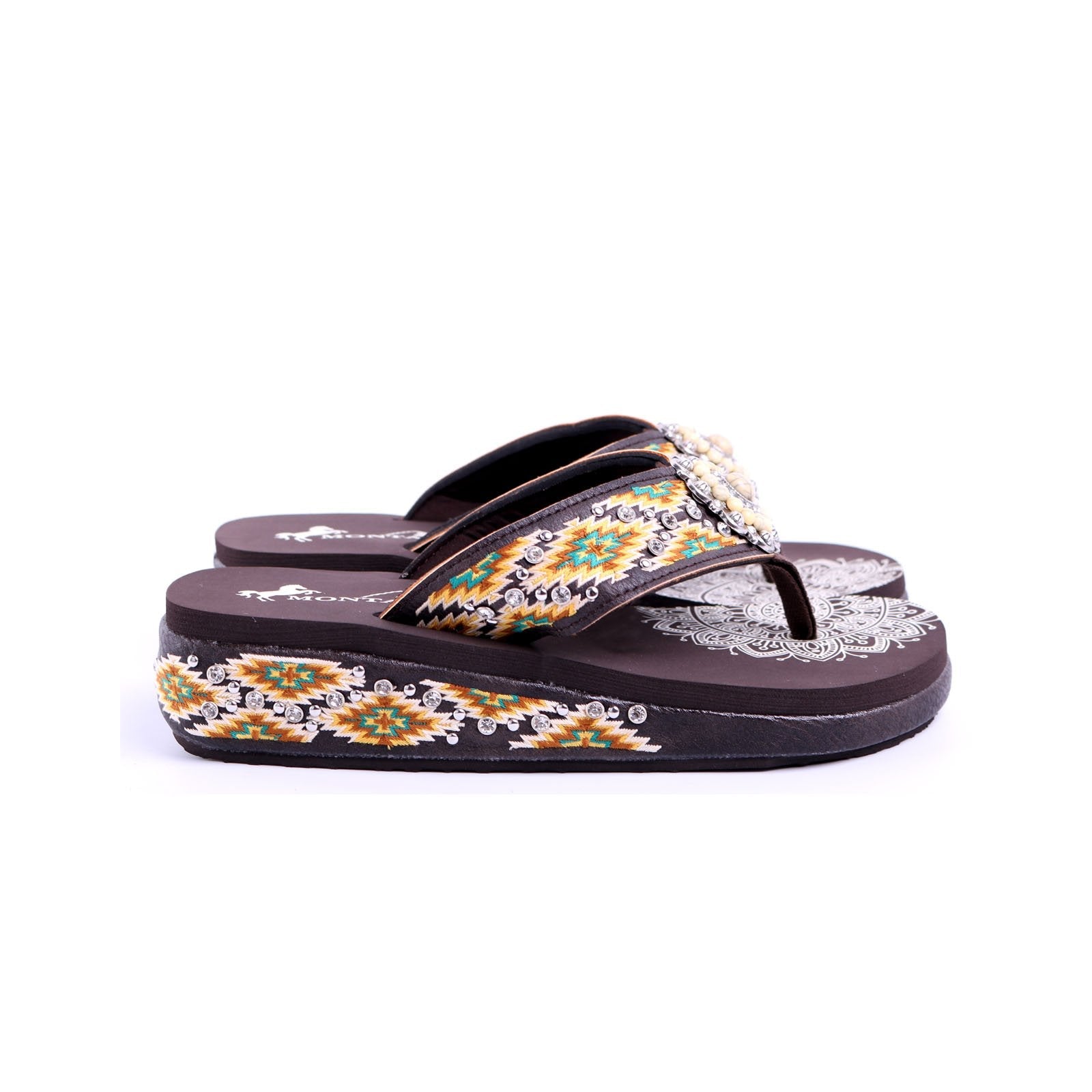 Montana West Embroidered Collection Flip Flops