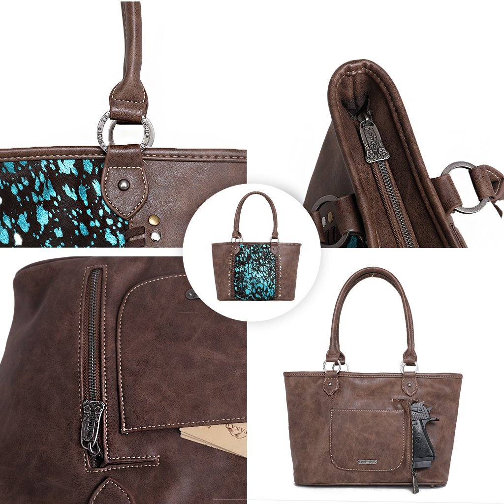 Trinity Ranch Hair-On Leather Collection Concealed Carry Wide Tote