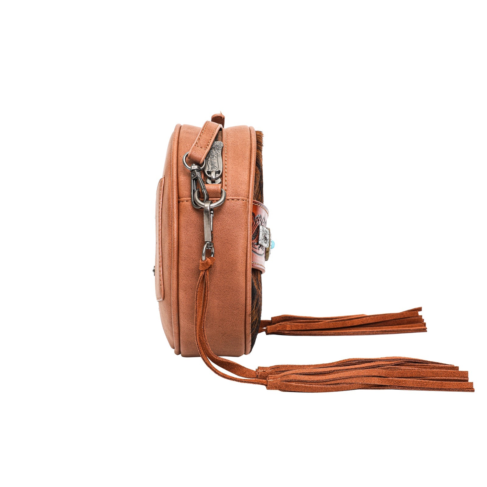 Trinity Ranch Hair On Cowhide Collection Crossbody Circle Bag