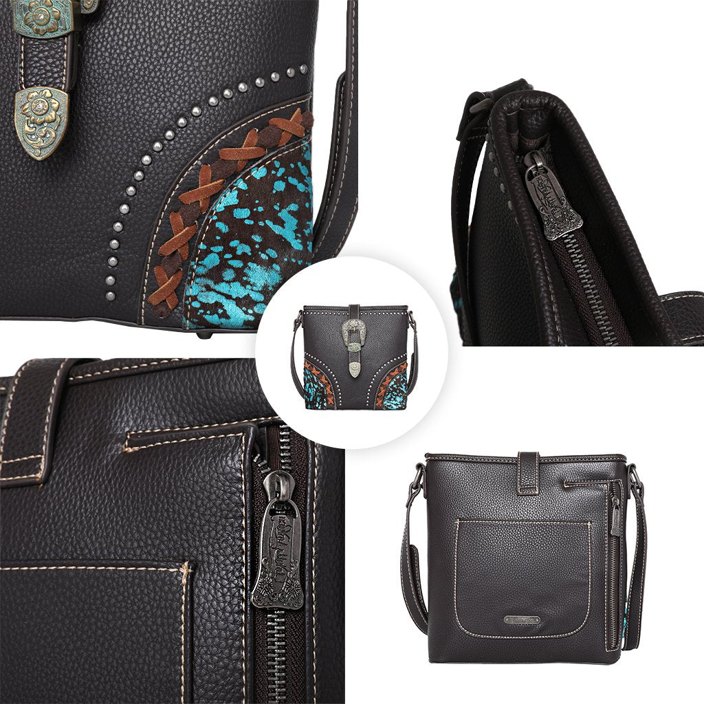 Trinity Ranch Hair On Cowhide Buckle Carry Crossbody