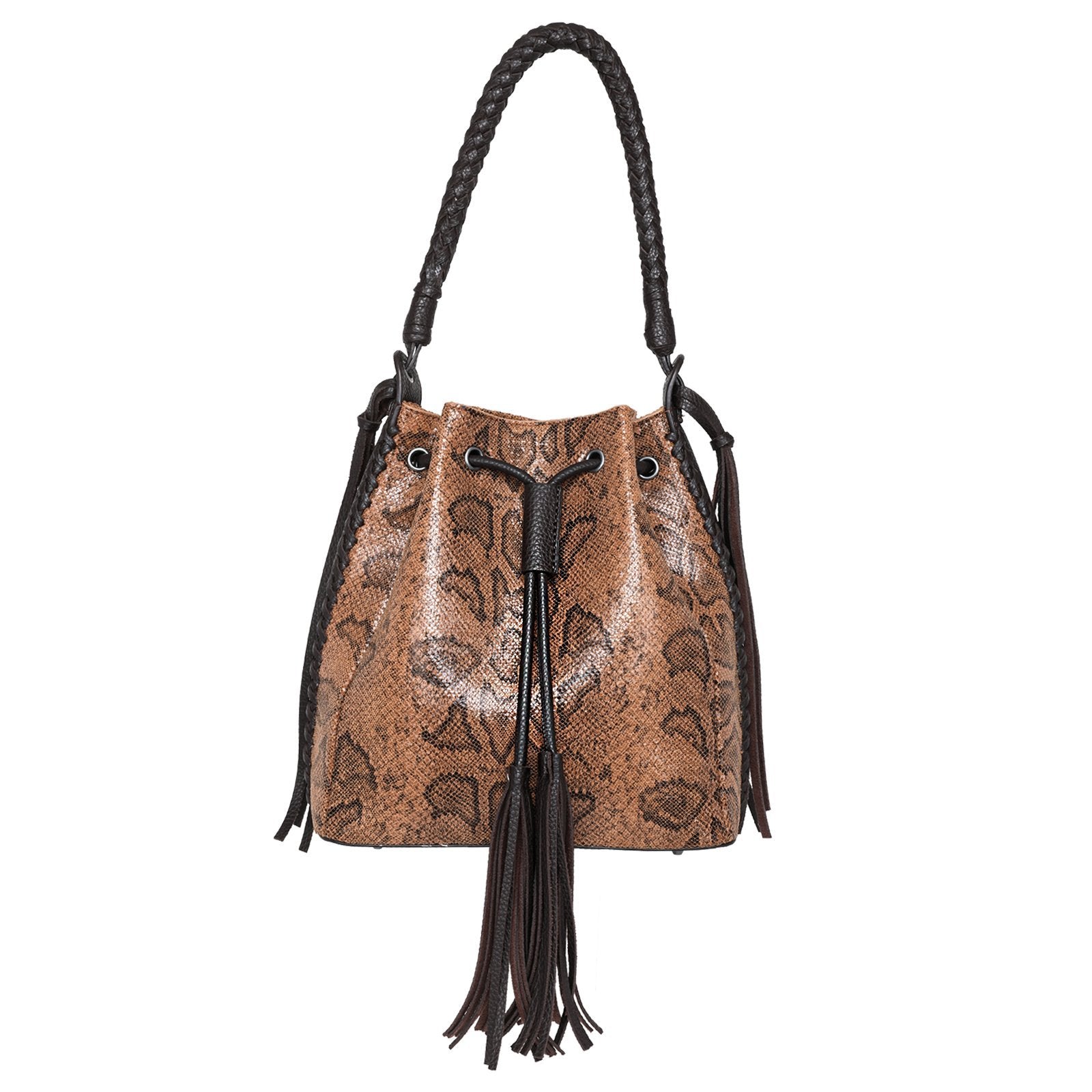 Wrangler Croc Embossed Drawstring Bucket Hobo Bag