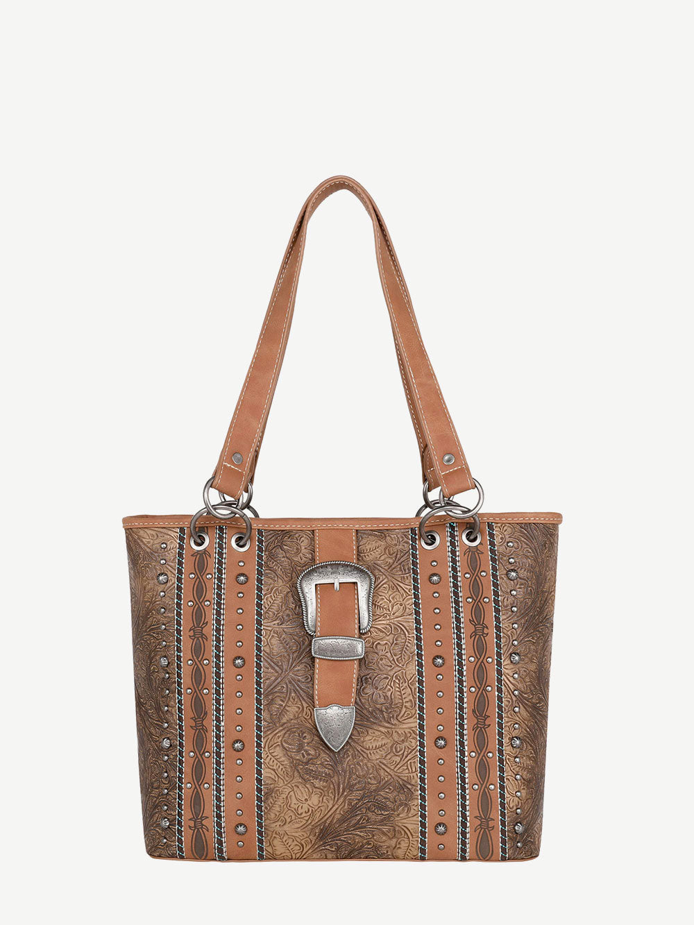 Montana West Buckle Floral Embossed Concealed Carry Tote