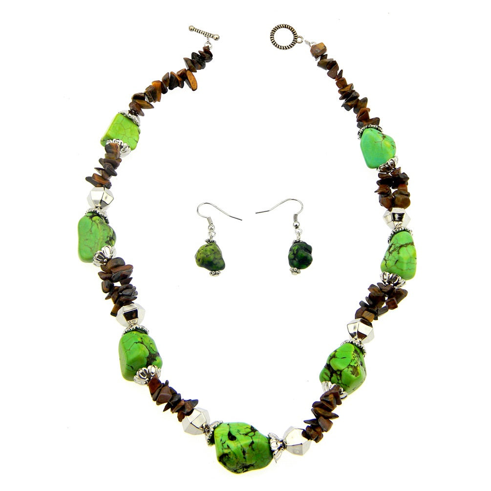 Montana West Green Beads Short Necklace Set