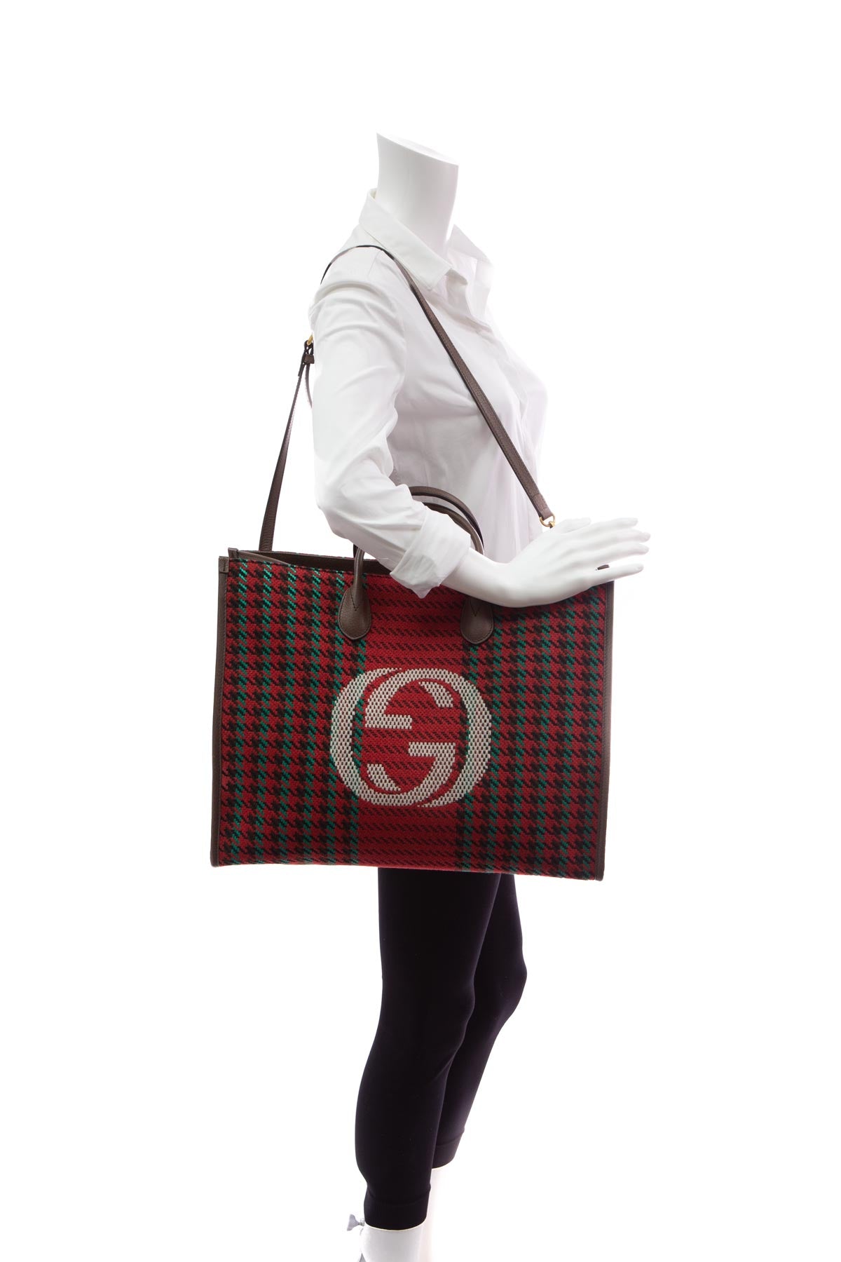 Houndstooth Oversized Tweed Tote Bag