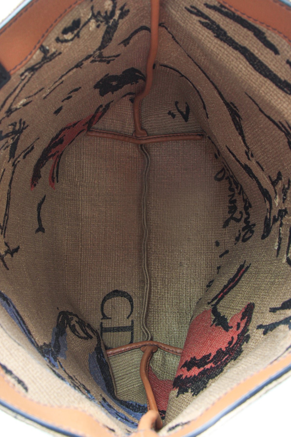 Embroidered Sauvage Tote Bag - Brown