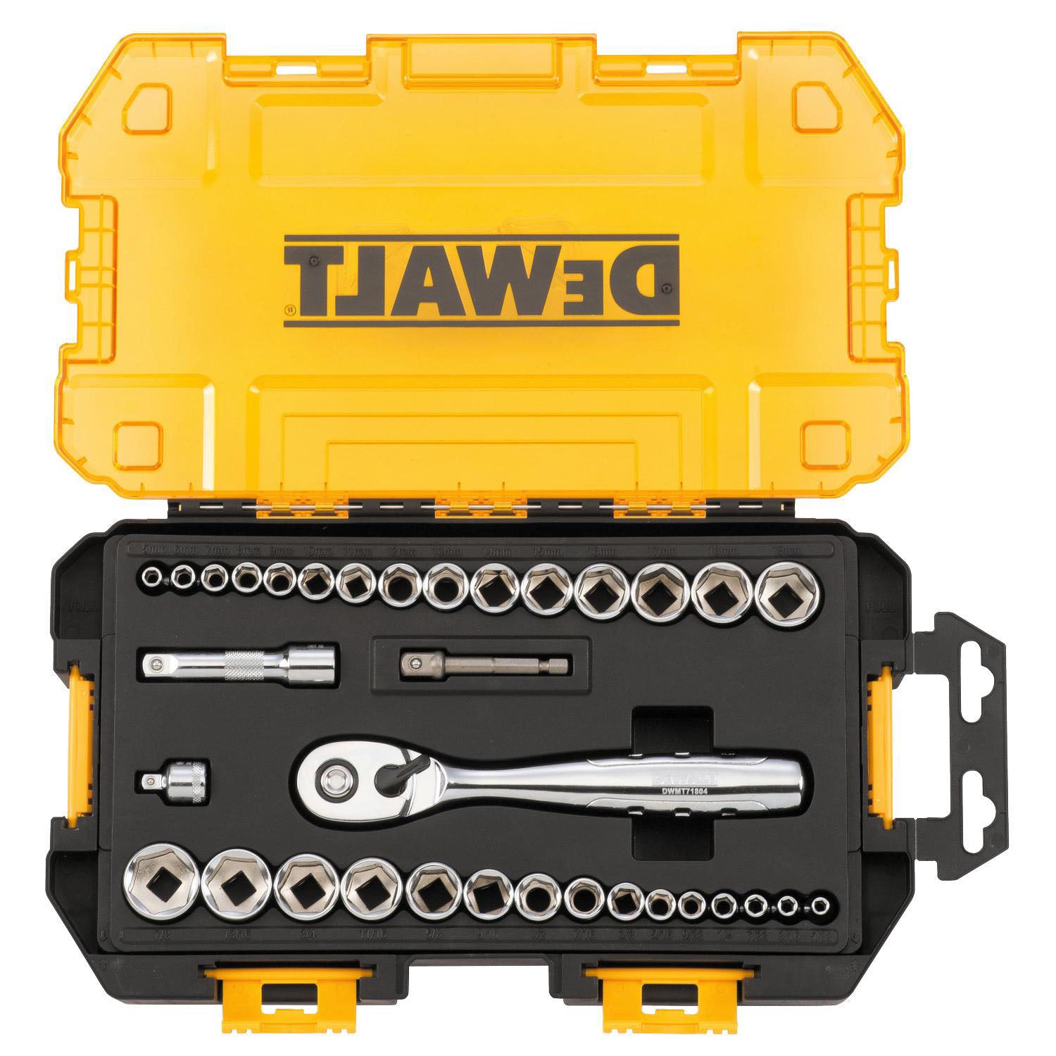 DeWalt DWMT73804 Metric/Sae Socket Wrench Set, 34 Pieces, 1/4 & 3/8 In