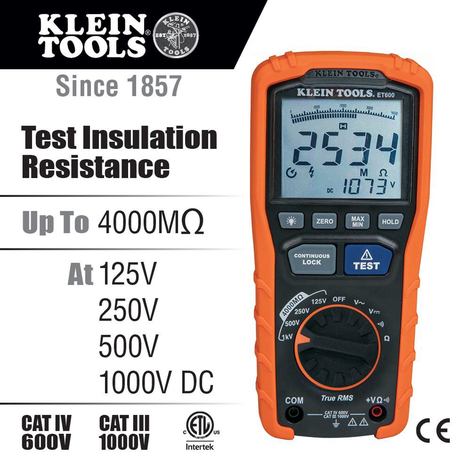 Klein Tools ET600 Insulation Resistance Tester