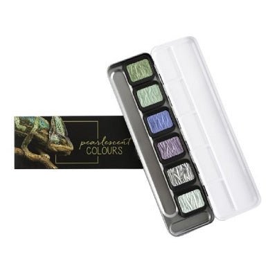 Finetec  F0602 Watercolor Paint 6 Pearlescent Cool Color Set