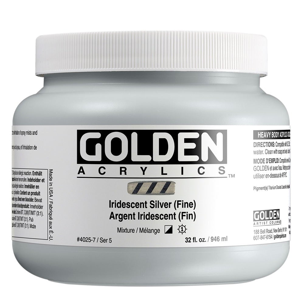 Golden Heavy Body Acrylic Iridescent Silver (fine) 32 oz