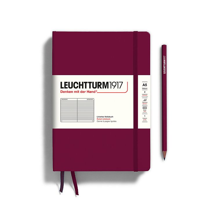 Leuchtturm1917 Hardcover Notebook - Port Red - Medium 5.75 x 8.25 inch (A5) - 251 pages - ruled