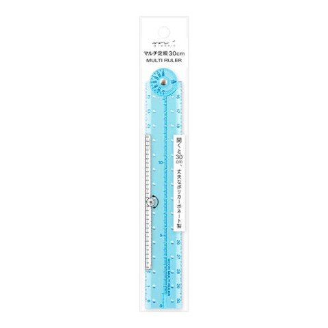 Midori clear folding ruler 30 cm - Blue