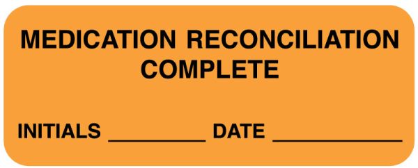 Medical Use Labels - Medication Reconciliation Complete, 2-1/4