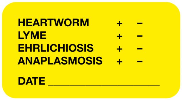 Medical Use Labels - Heartworm, Lyme, Ehrlichiosis, Anaplasmosis Label, 1-5/8