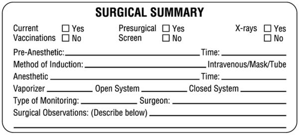 Medical Use Labels - Examination Record Label, 3-3/8