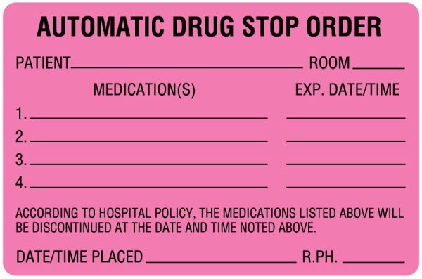 Medical Use Labels - Drug Renewal and Stop Order Label, 4