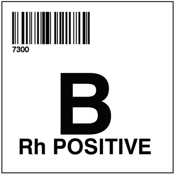 Medical Use Labels - ISBT 128 Blood Label, B RH POS 2 X 2