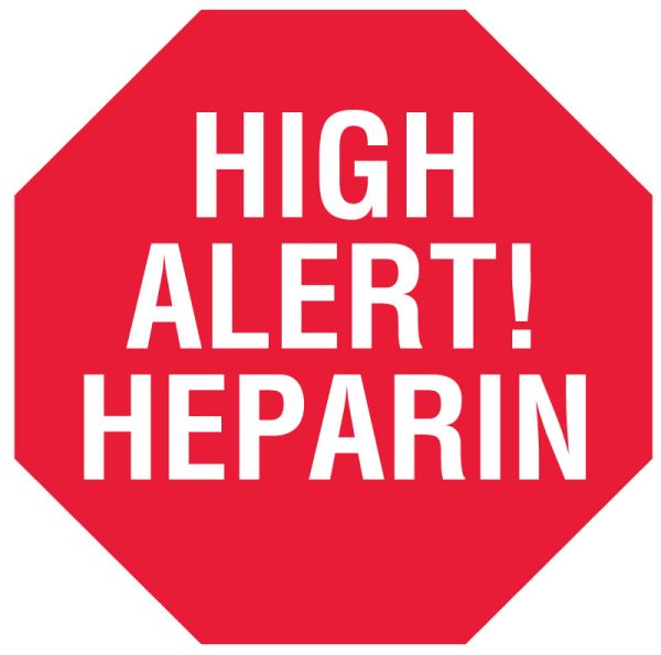 Medical Use Labels - HEPARIN, Alert Label, 1-1/2