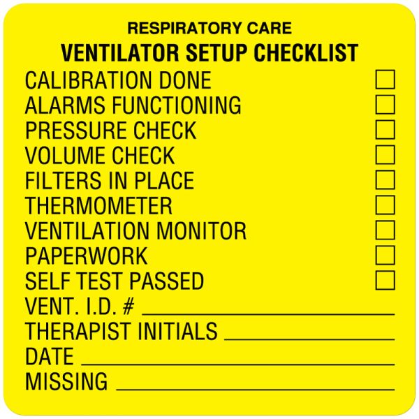 Medical Use Labels - Respiratory Care Label, 2-1/2