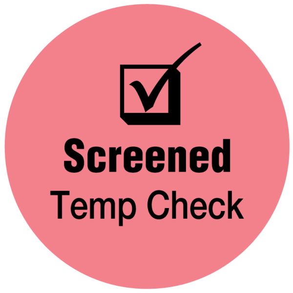 Medical Use Labels - SCREENED TEMP CHECK,Pink, 3/4