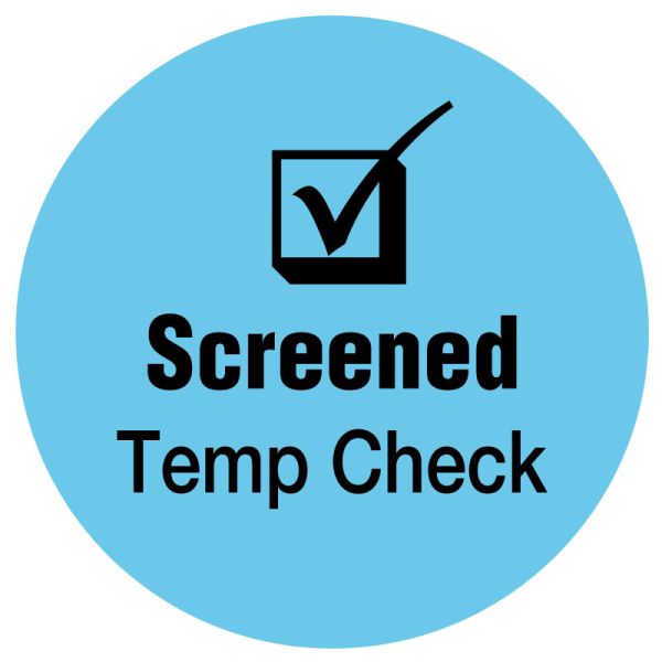 Medical Use Labels - SCREENED TEMP CHECK, Blue, 3/4