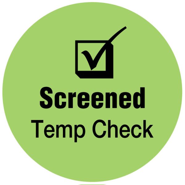 Medical Use Labels - SCREENED TEMP CHECK, Light Green, 3/4