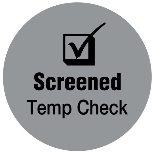 Medical Use Labels - SCREENED TEMP CHECK, Gray, 3/4