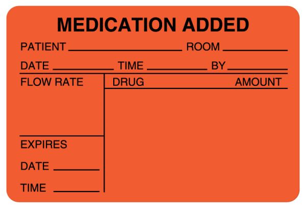 Medical Use Labels - IV Medication Added Label, 3