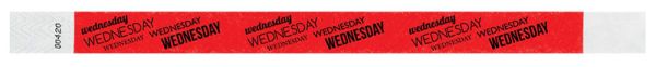 Medical Use Labels - WEDNESDAY Adult Tyvek Weekday Wristband, 10