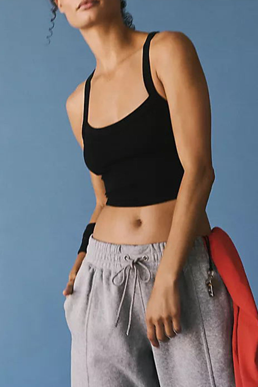 White Plain Athletic Ribbed Cropped Cami Top