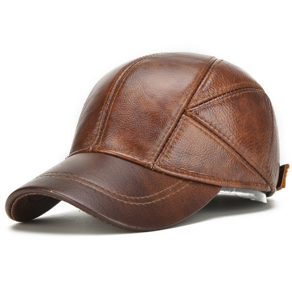 Collrown Mens Winter Warm Genuine Leather Baseball Cap Earflap Ear Muffs Windproof Outdoor Trucker Hats