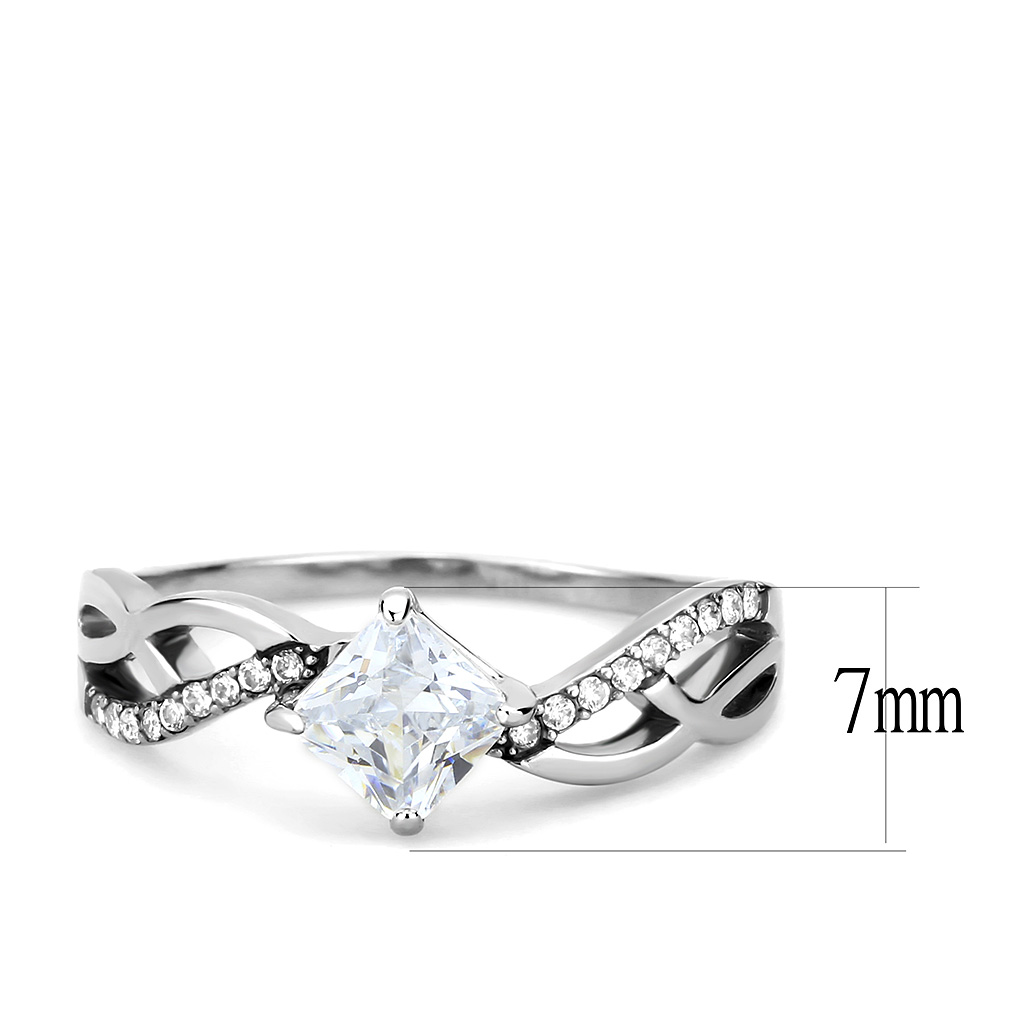 DA101 - Stainless Steel Ring High polished (no plating) Women AAA Grade CZ Clear