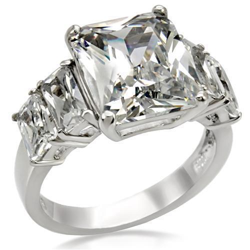 TK007 - Stainless Steel Ring High polished (no plating) Women AAA Grade CZ Clear