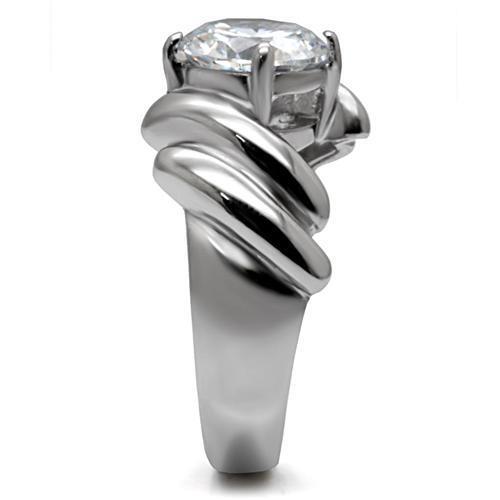 TK060 - Stainless Steel Ring High polished (no plating) Women AAA Grade CZ Clear