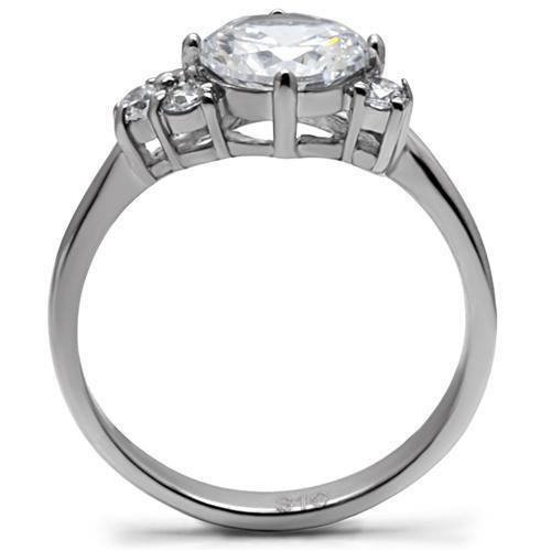 TK062 - Stainless Steel Ring High polished (no plating) Women AAA Grade CZ Clear