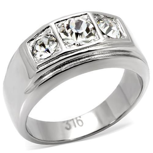 TK119 - Stainless Steel Ring High polished (no plating) Men Top Grade Crystal Clear