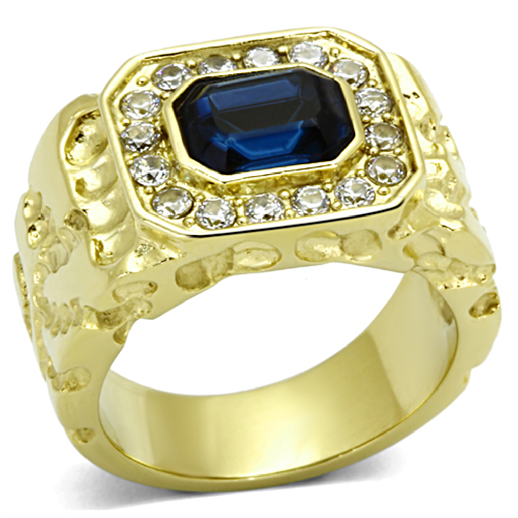 TK1192 - Stainless Steel Ring IP Gold(Ion Plating) Men Top Grade Crystal Montana