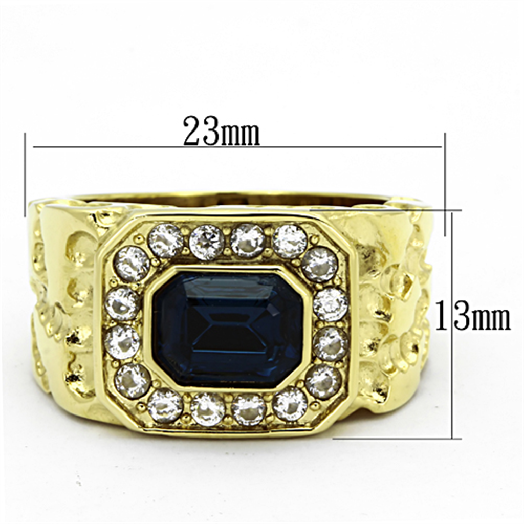 TK1192 - Stainless Steel Ring IP Gold(Ion Plating) Men Top Grade Crystal Montana