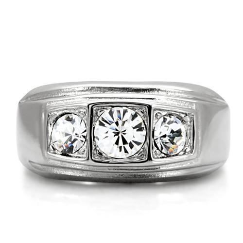 TK119 - Stainless Steel Ring High polished (no plating) Men Top Grade Crystal Clear