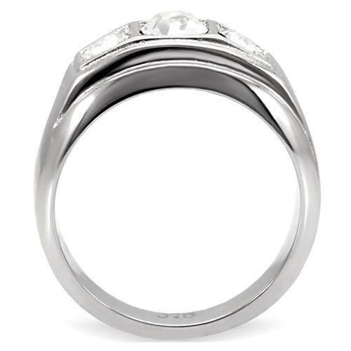 TK119 - Stainless Steel Ring High polished (no plating) Men Top Grade Crystal Clear