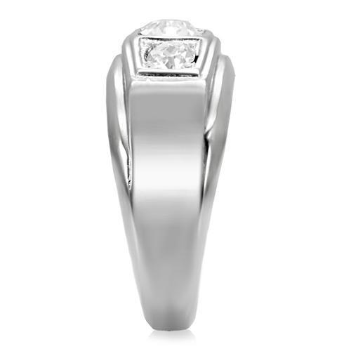 TK119 - Stainless Steel Ring High polished (no plating) Men Top Grade Crystal Clear