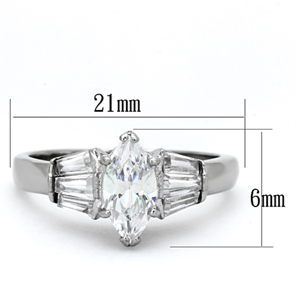 TK1220 - Stainless Steel Ring High polished (no plating) Women AAA Grade CZ Clear