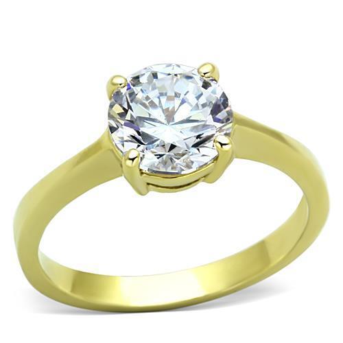 TK1405 - Stainless Steel Ring IP Gold(Ion Plating) Women AAA Grade CZ Clear